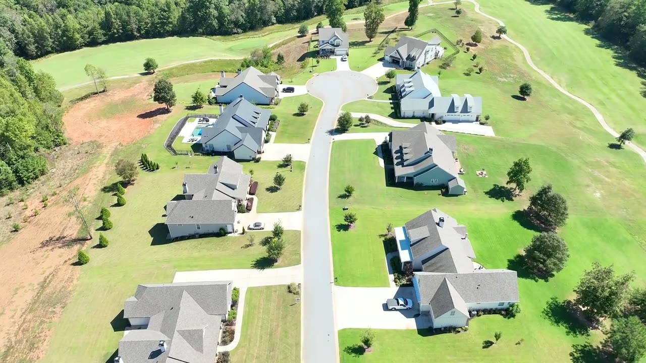 Aerial orbit over a residential neighborhood
